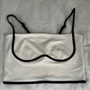 ALO Airbrush Streamlined Bra Tank Ivory/Black - Large